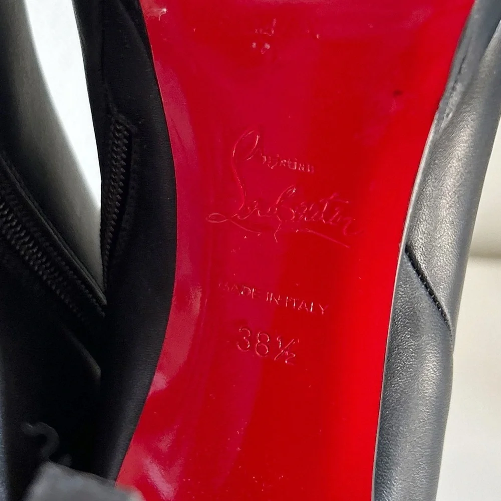 Christian Louboutin Fannylove 120 Black Leather Platform Boots Size EU 38.5